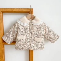 0 3 winter newborn keep warm cotton clothes 2021 new infant girls fashion floral printing pattern v neck jacket coat