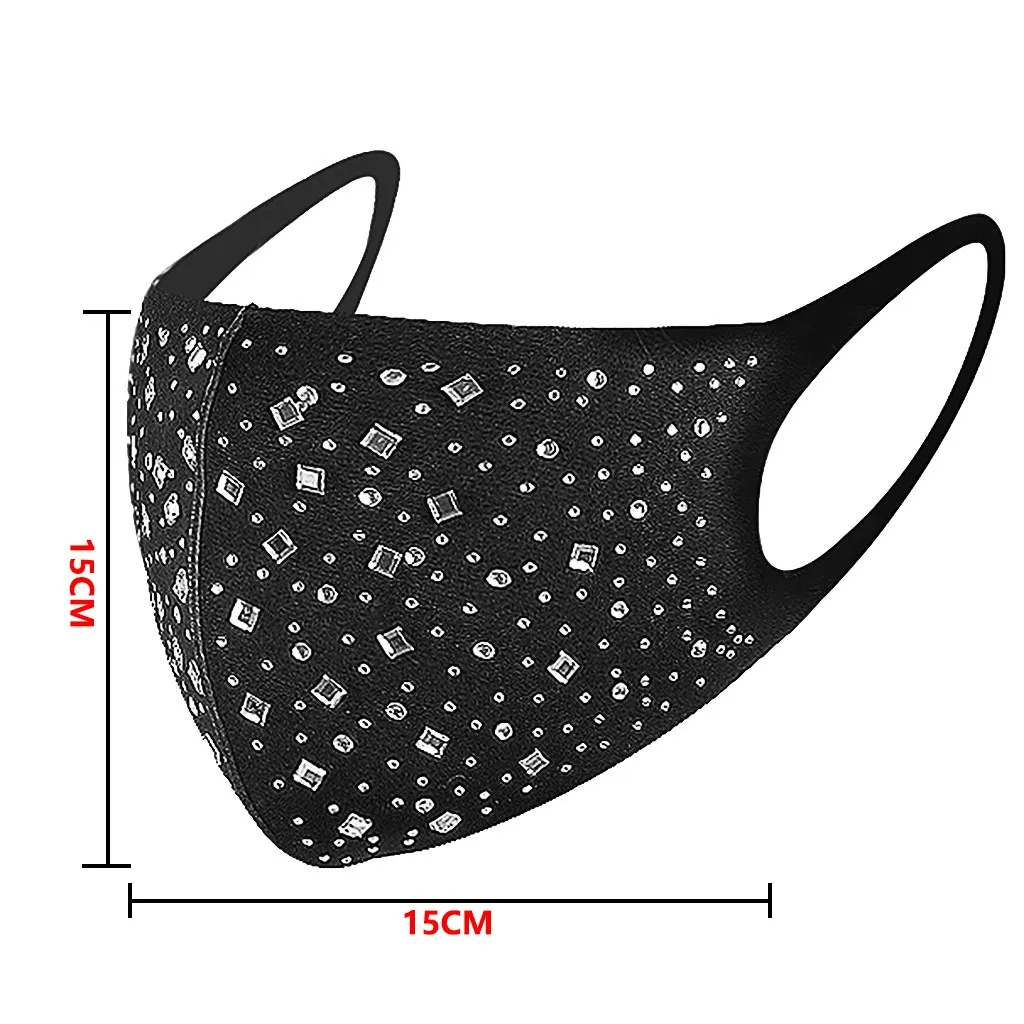 

3Pcs PM2.5 Diamonds Breathable Mouth Party Mask Washable Reusable Anti Dust Face mask Windproof Mouth-muffle Mask