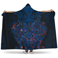 viking tattoo character hooded blanket adult colorful child sherpa fleece wearable blanket microfiber bedding style 3