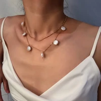 vintage punk multilayer crystal pearl pendant necklace women bohemia beads moon star horn crescent choker necklaces jewelry gift