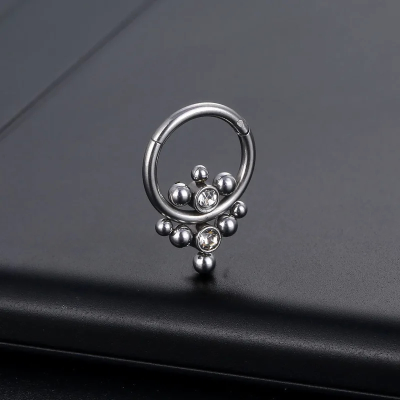 

1PC Titanium Steel Black Seamless Hinged Nose Hoop Septum Clicker Piercings Lip Labret Ring Ear Cartilage Tragus Sexy Jewelry