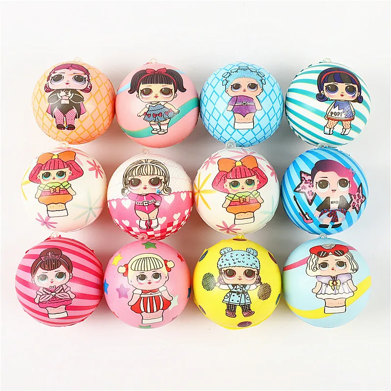 

original lol surprise dolls slow rebound color printing surprise doll 6cm ball keychain pendant pinch PU toy birthday gifts