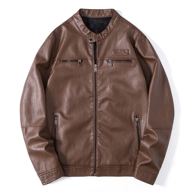 

New Men's Winter Warm Pu Leather Jacket Pu Leather Coat Male Business Faux Leather Thermal Fleece Outerwear Brand Men Clothing