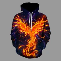 autumn trend mens hoodies lightning fire phoenix print hoody boys girls tops coat male loose pullover oversized sweatshirts