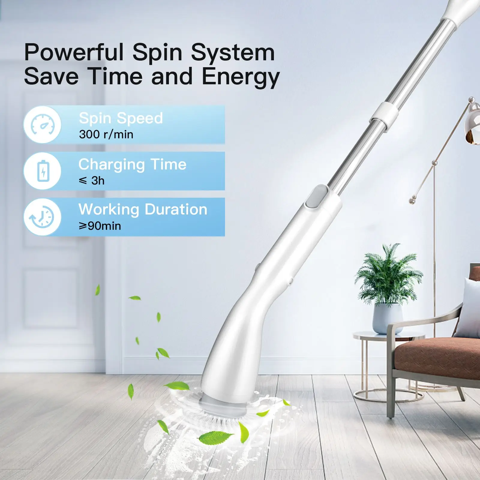 

Electric Cleaning Brush Wireless Rotary Scrubber Electric Spin Scrubber Shower Bathroom Scrubber With 4 Replaceable Brush Head
