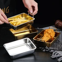 1pc household rectangular food storage trays stainless steel vegetables snacks fruit pans kitchen baking pastry steamed plate