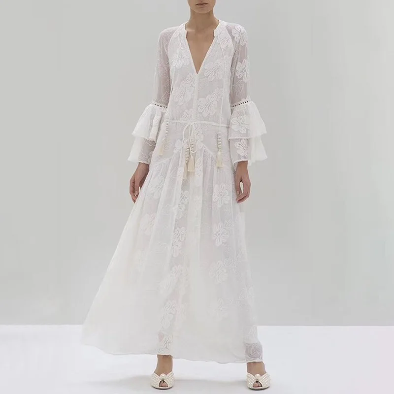 Новое Роскошное дизайнерское женское миди длинное платье Сексуальное Кружевное