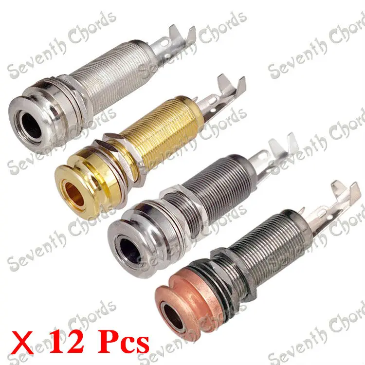 

12 Pcs Brass 1/4" 6.35mm Threaded Cylinder Strap End Pin EndPin Jack Socket for Guitar Bass Replacement parts