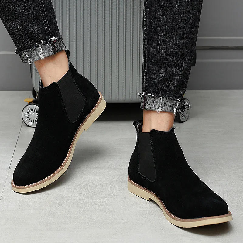 Men Boots Luxury Spring/Winter Elegant Chelsea Cow Suede Leather Lovers' Casual Shoes Plus Size 47 Zapatillas Hombregy | Обувь