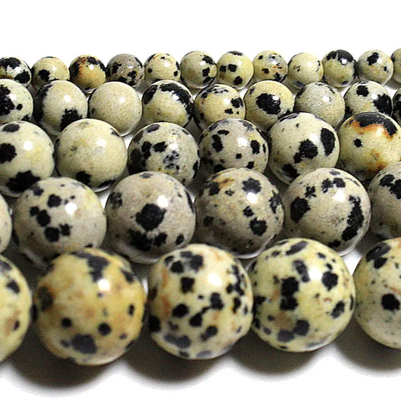 Dalmation Лучшие натуральные Агаты аметистами тигровый глаз бусины из Лабрадорита каменные бусины для самостоятельного изготовления ювелирных изделий браслет Цепочки и ожерелья 4/6/8/10 мм - Цвет: Dalmation