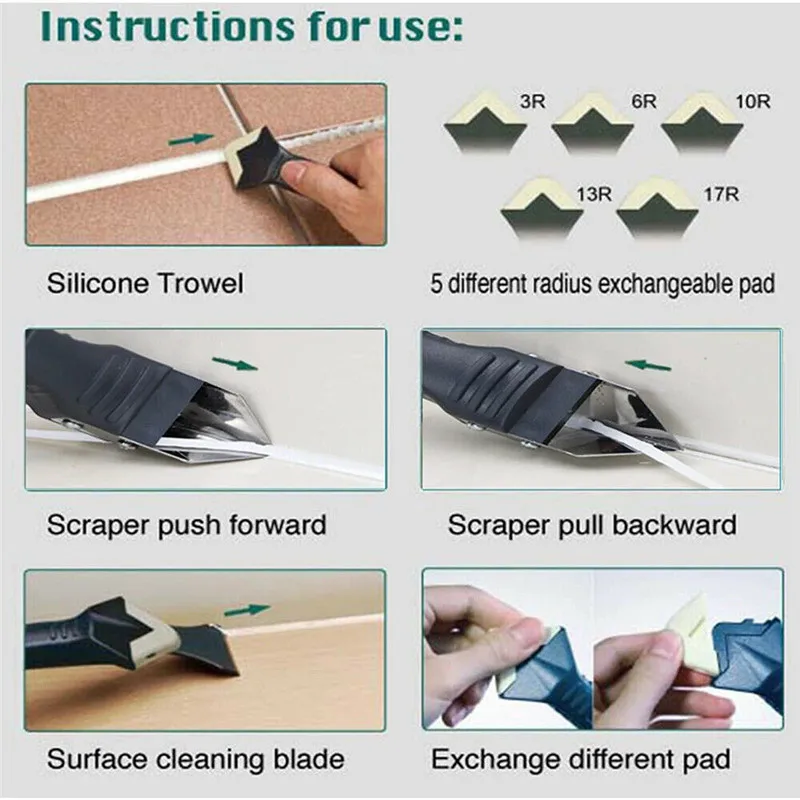 Useful 3 in 1 Multifunctional Silicone Remover Caulk Finisher Sealant Smooth Corner Glass Glue Scraper Grout Kit Caulking Tools | Дом и сад