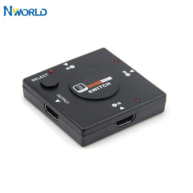 

3-портовый сплиттер Nworld, коммутатор 1x3 Mini HDMI-совместимый порт, 3 входа, 1 выход, KVM-переключатели для HDTV 1080P видео DV HDTV 1080P