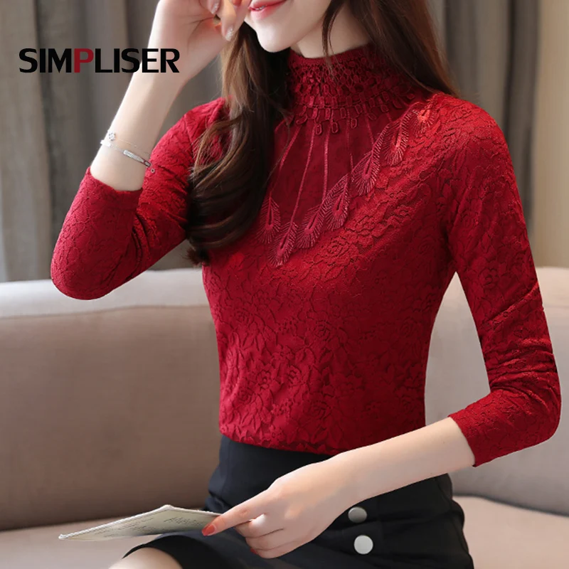 Plus size tops fashion woman blouses 2020 white lace blouse shirt long sleeve women shirts blusas femininas Warm Fleece Thicken | Женская