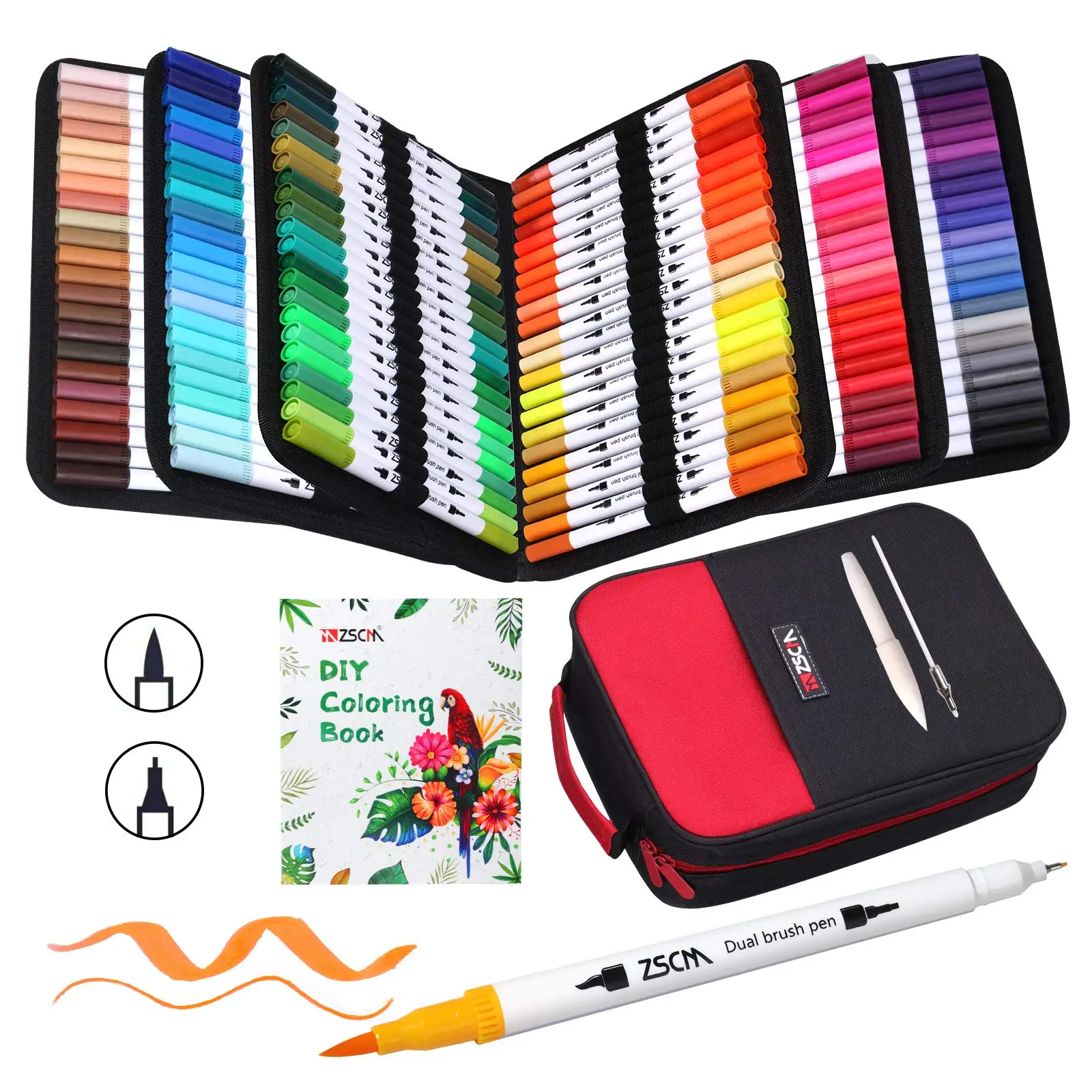 12-160 Colors Dual Brush Pens Art Markers Artist Fine Brush Tip Drawing Calligraphy Kids Gifts Crafts Journaling School Supplies