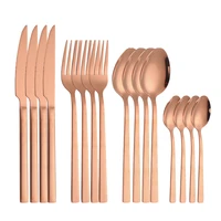 cutlery set rose gold tableware set stainless steel forks spoons knives dinnerware set 16 pieces complete tableware for home