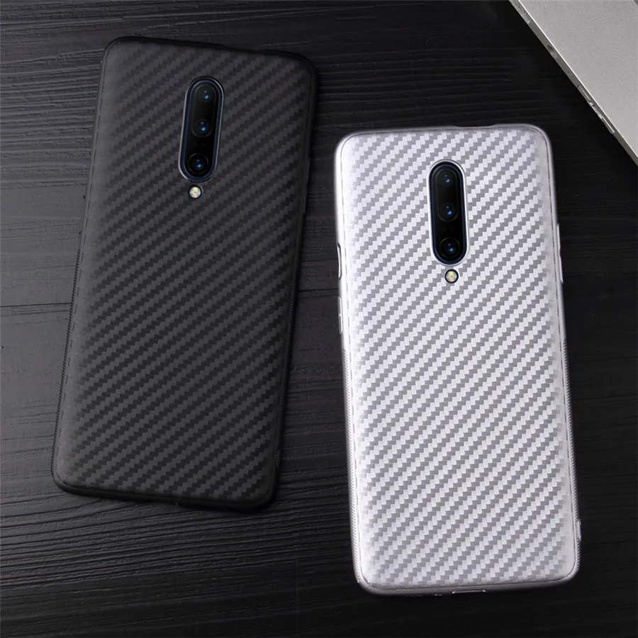 Чехол из углеродного волокна для Oneplus 7 Pro 1 + чехол мягкого силикона Ультратонкий