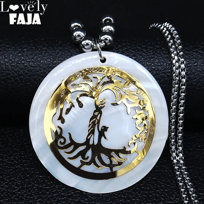 Семейная мама и ребенок Древо жизни ракушка из нержавеющей стали ожерелье женщин