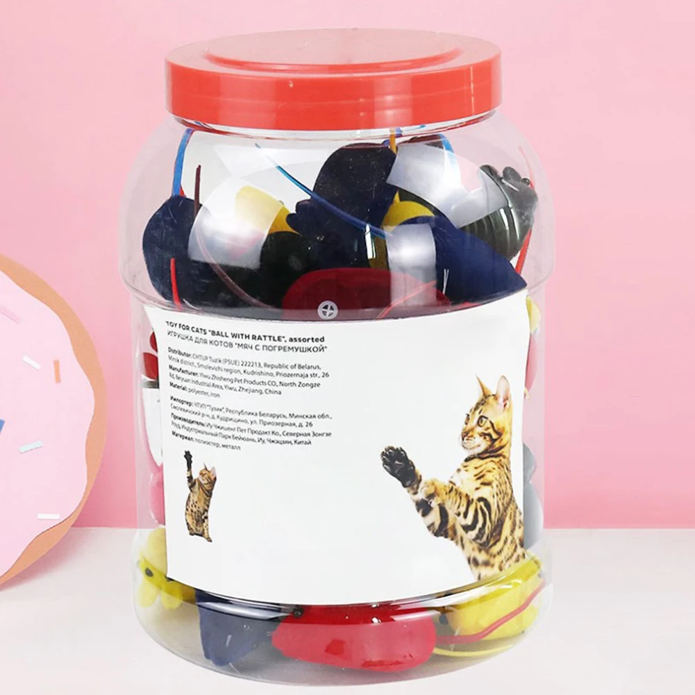 

50pcs Kitten Funny Portable Realistic Puppy Random Color Chewing Mice Rattle Cat Toys Fake Interactive Play Soft With Sound