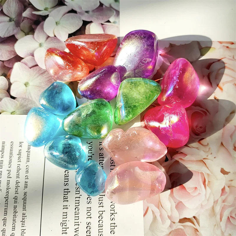 

100g Natural Polished Aura Quartz Crystal Tumbled Stones Healing Reiki Gemstones Home Decoration