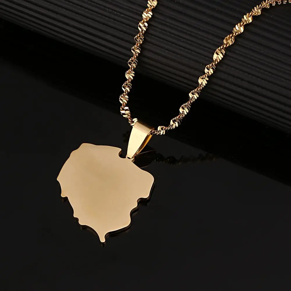 

Ожерелье из нержавеющей стали золотого цвета с картой полска карта польского шарма ювелирные изделия