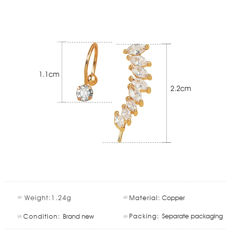 

Non-porous Rhinestone Ear Clip Earrings Women's Wrap Earrings Clip-on Earrings Girls Fashion Earrings Fashion Jewelry