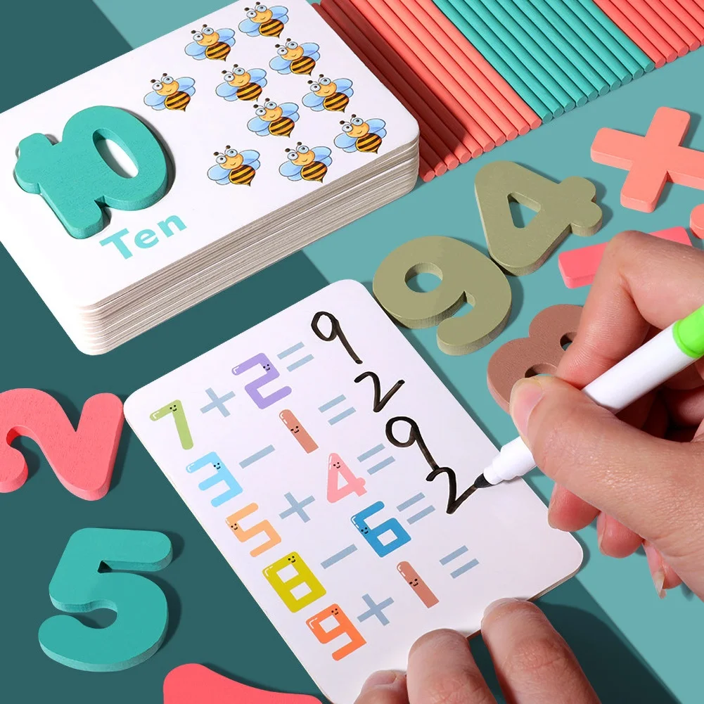 Kids Wooden Arithmetic Cards Sticks Number Blocks Educational Toys for Children Gift Mathematics Learning Toy Set | Игрушки и хобби