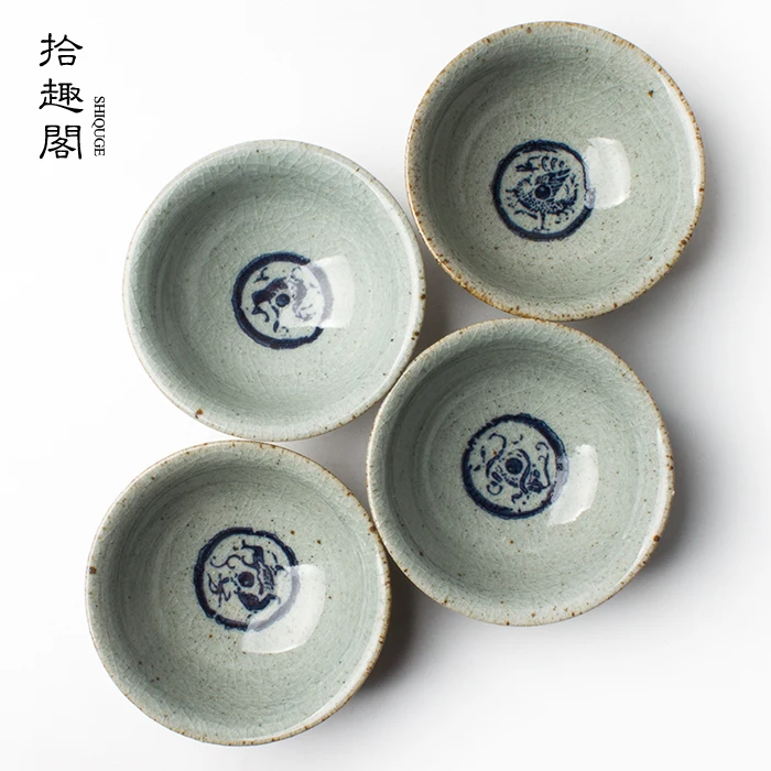 

Стакан для внимания, четыре чашки, как чашка с ледяными трещинами, чайные чашки, ручная роспись, керамические чашки, чашка для чая puer, индивид...