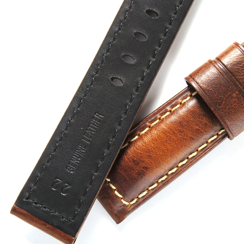 Vintage Watchband Genuine Leather Band 18mm 20mm 22mm 24mm 26mm Brown Black Watch Bracelet 20 22 24 Cowhide Leather Straps Belts