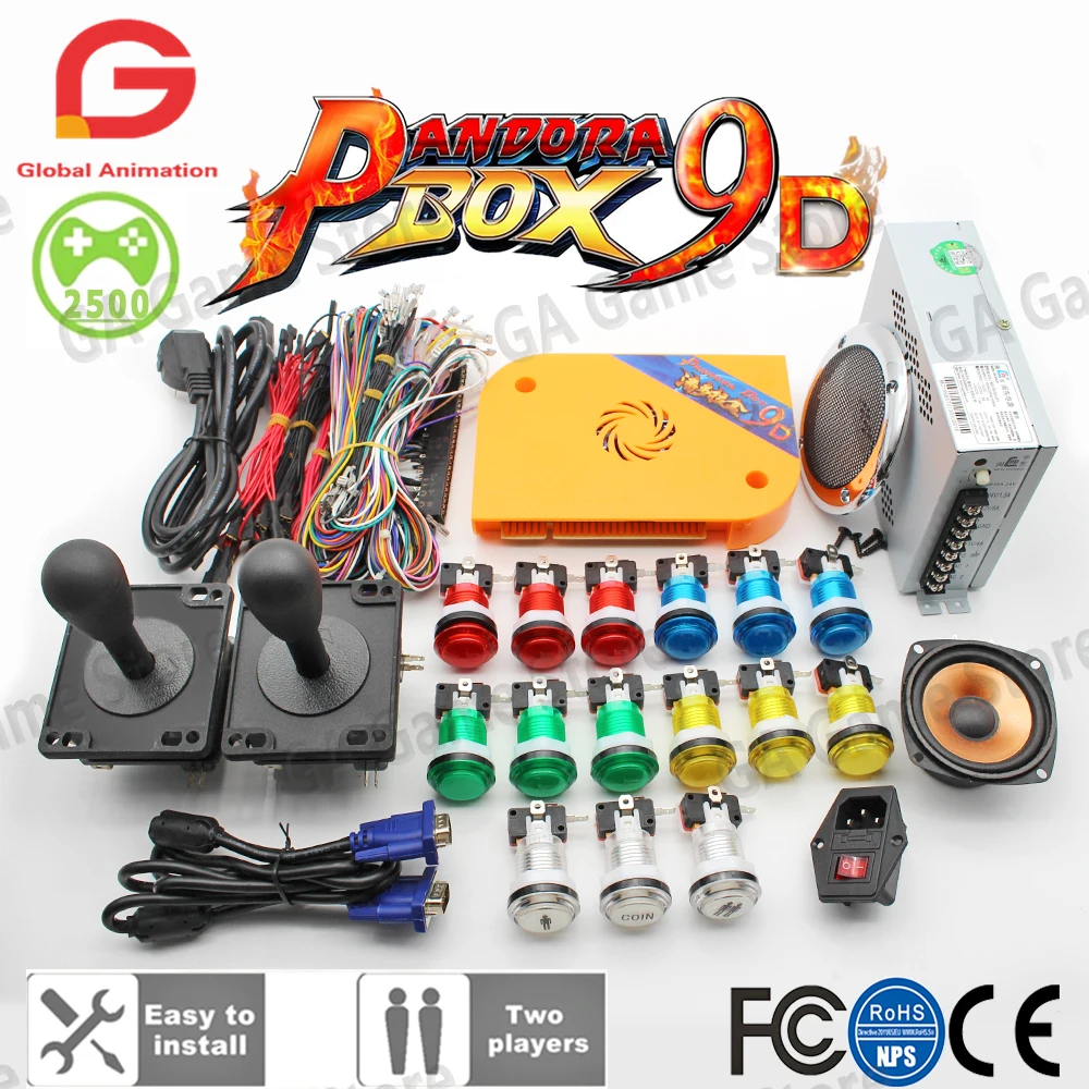 DIY Arcade Machine Cabinet Original Pandora Box 9D 2500 in 1+ 12V Transparent illuminate LED Push Buttons + Happ 8 Way Joysticks | Спорт и