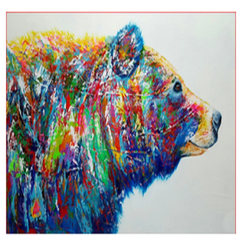 

Oil Painting With By Numbers 40x50 Frame Bear Animal Colorful Acrylic Paint For Adults Coloring By Number Picture Decoration Art