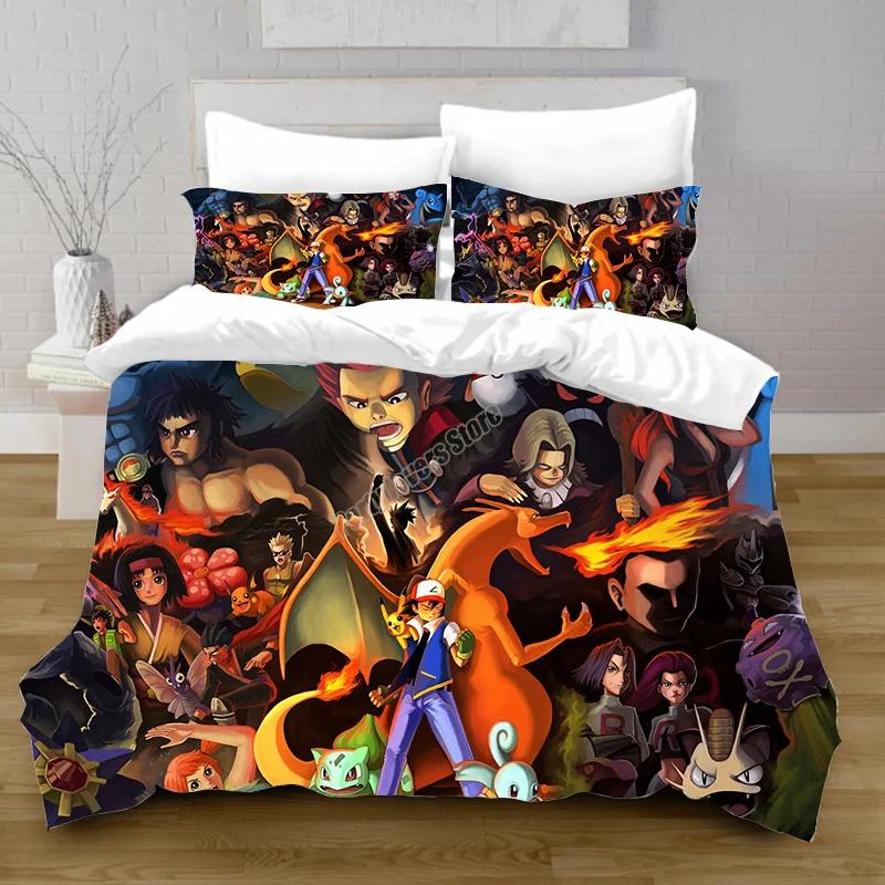 Постельный Комплект постельного белья с покемоном комплекты пододеяльником