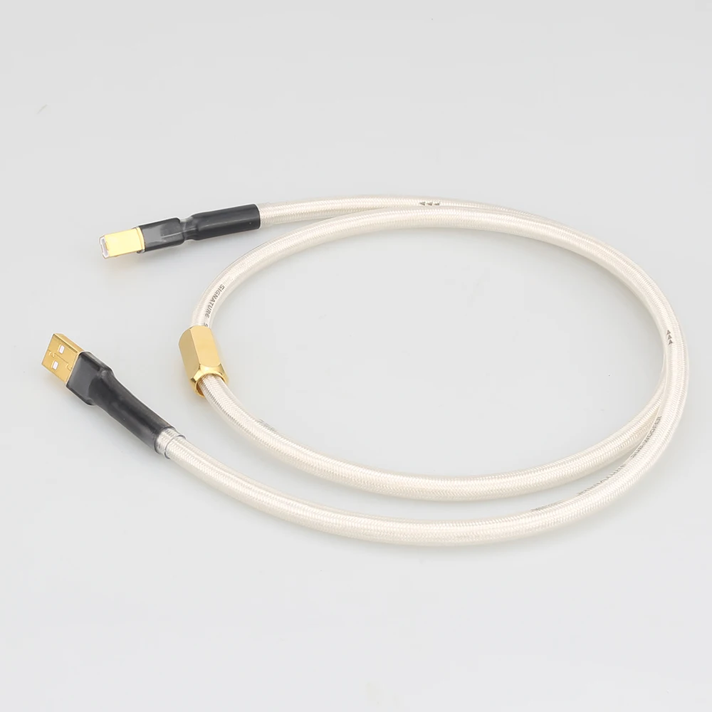 Аудиокабель A26 посеребренный Hifi usb-кабель высокое качество 6N OCC Type A-B DAC Data USB-кабель