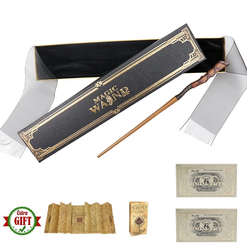 

15 Kinds of Metal Core Geogre Magic Sticks Hermione Dumbledore Harried Magical Wand Ribbon Box Pack Map and Ticket As Gift
