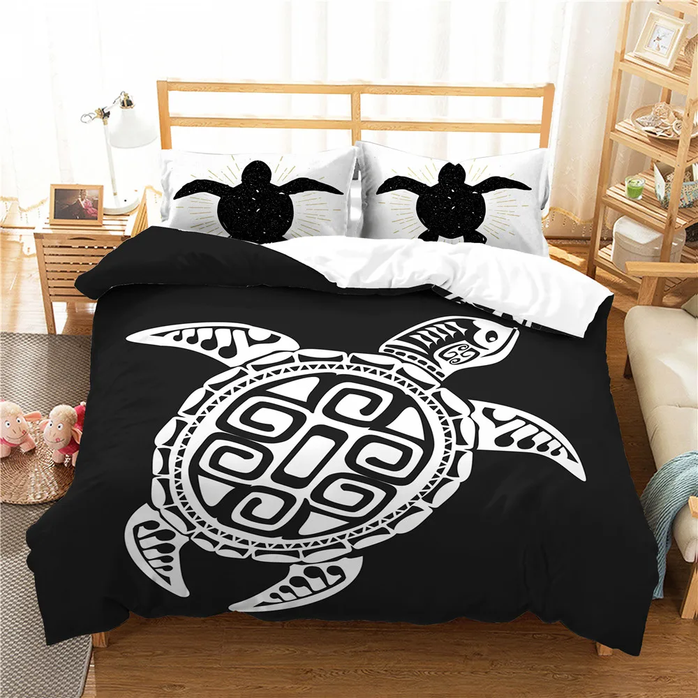 

Черное постельное белье набор домашнего текстиля, постельное белье, пододеяльник с принтом в виде черепахи, с наволочками, для короля, пары, ...