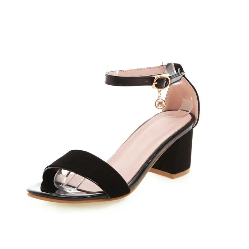 Сандалии женские на высоком каблуке босоножки из замши с застежкой пряжкой обувь