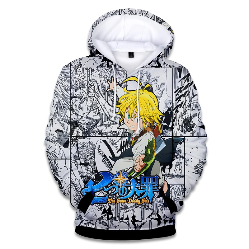 Hoodies Sweatshirts Men Women Kawaii Nanatsu No Taizai Clothes HoodY Tops 2020 The Seven Deadly Sins 3D Hip Hop Full Cartoon | Мужская