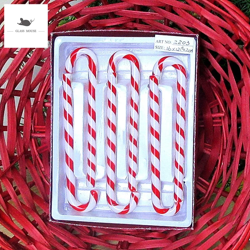 6 шт. подвесные стеклянные рождественские костыли ручной работы на заказ