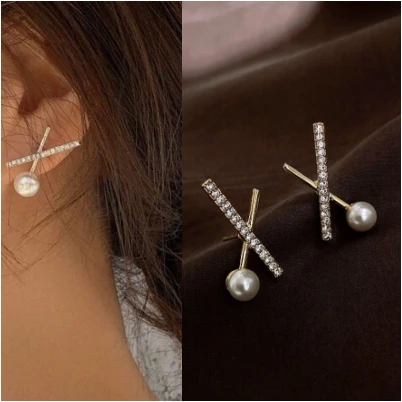 Простые серьги с имитацией жемчуга из циркония простые компактные маленькие