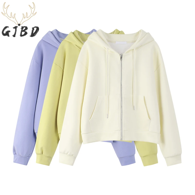 Women Sweatshirt Hoodie 2021 Autumn Solid Color Streetwear Korean Fashion Baggy Clothes for Teens Vintage TOPs | Женская одежда