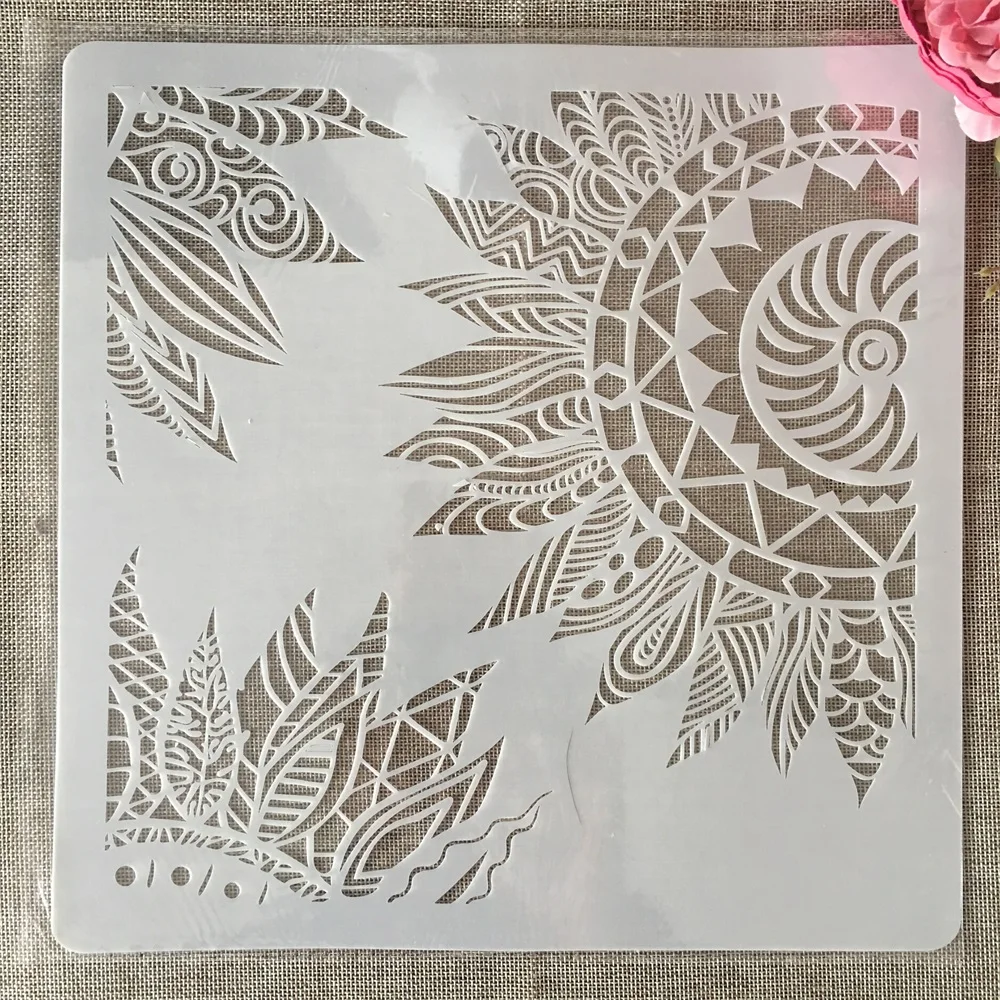 

30*30cm Mandala Sun Feather DIY Layering Stencils Wall Painting Scrapbook Coloring Embossing Album Decorative Template