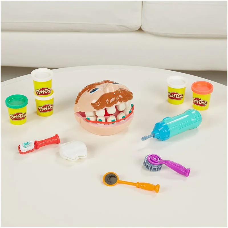 

PlayDoh Doctor Drill N Fill Playset with Head Drill Tweezers Roller Toothbrush Tooth Mold and 5 Plasticine Toy for Kids B5520