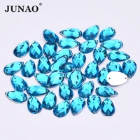 junao 813mm light blue teardrop rhinestones flatback decoration crystal stones sewing crystal strass for dress jewelry