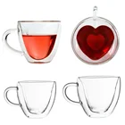 1 шт., стеклянная кофейная чашка в форме сердца, утолщенная термоизоляционная чашка для напитков, чашка для молока, двойная стеклянная чашка для сока, кухонная посуда для напитков, посуда