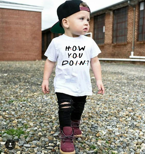 

How You Doin Baby Girls Boys Tshirt Infant Summer Short-Sleeved Casual T-shirts Children's Fashion Tops Girl's Cool Summer Tee