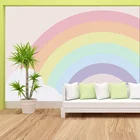 Фотообои на заказ с изображением милого радужного облака для гостиной, детской спальни, самоклеящиеся настенные бумаги, рулон домашнего декора