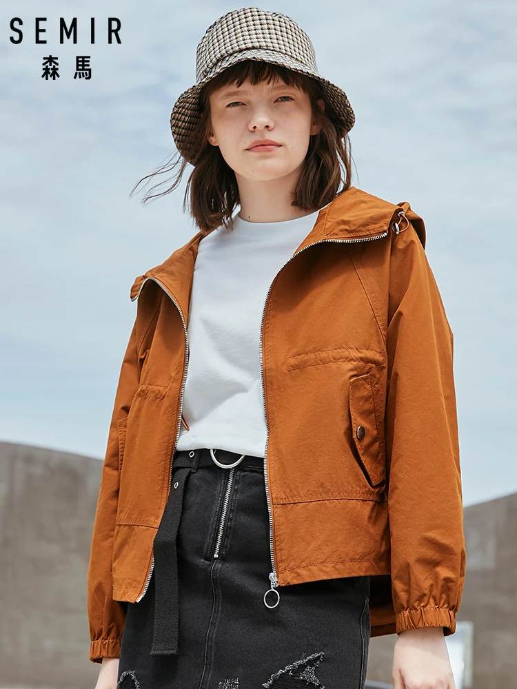 SEMIR Женская куртка на осень и зиму с капюшоном завязках контрастная вышивка