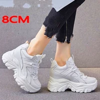 increasing height casual shoe womens leather platform wedge fashion sneaker ankle boots high heels oxfords travel shoes party