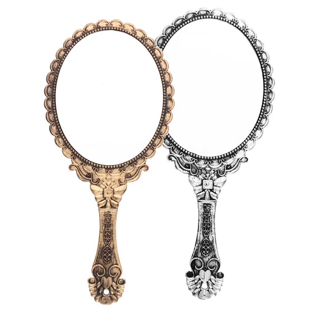 2 шт. ручные косметические овальные зеркала портативные и легкие дорожные для