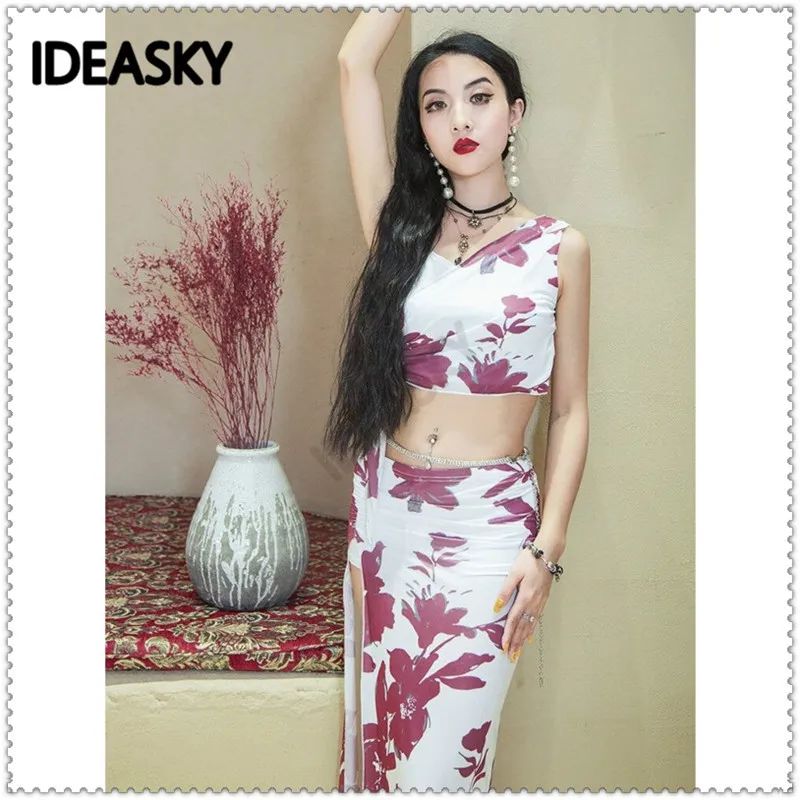 Женский набор костюма для танца живота в восточном стиле комплект укороченный