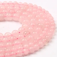 natural beads round loose smooth stone beads for jewelry making diy bracelet accessories natural rose quartz stone beads